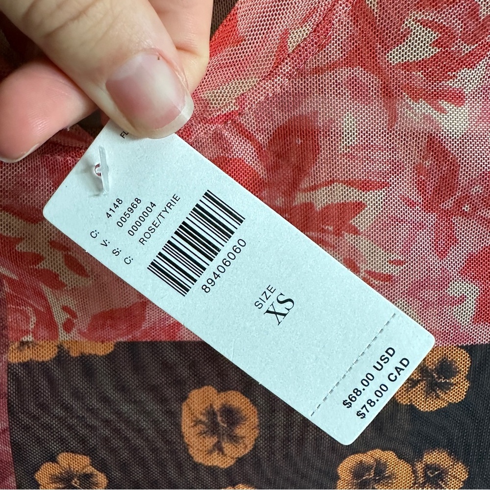 NWT Anthropologie Porridge Floral Patchwork Sheer Mesh T-Shirt XS - Picture 3 of 11